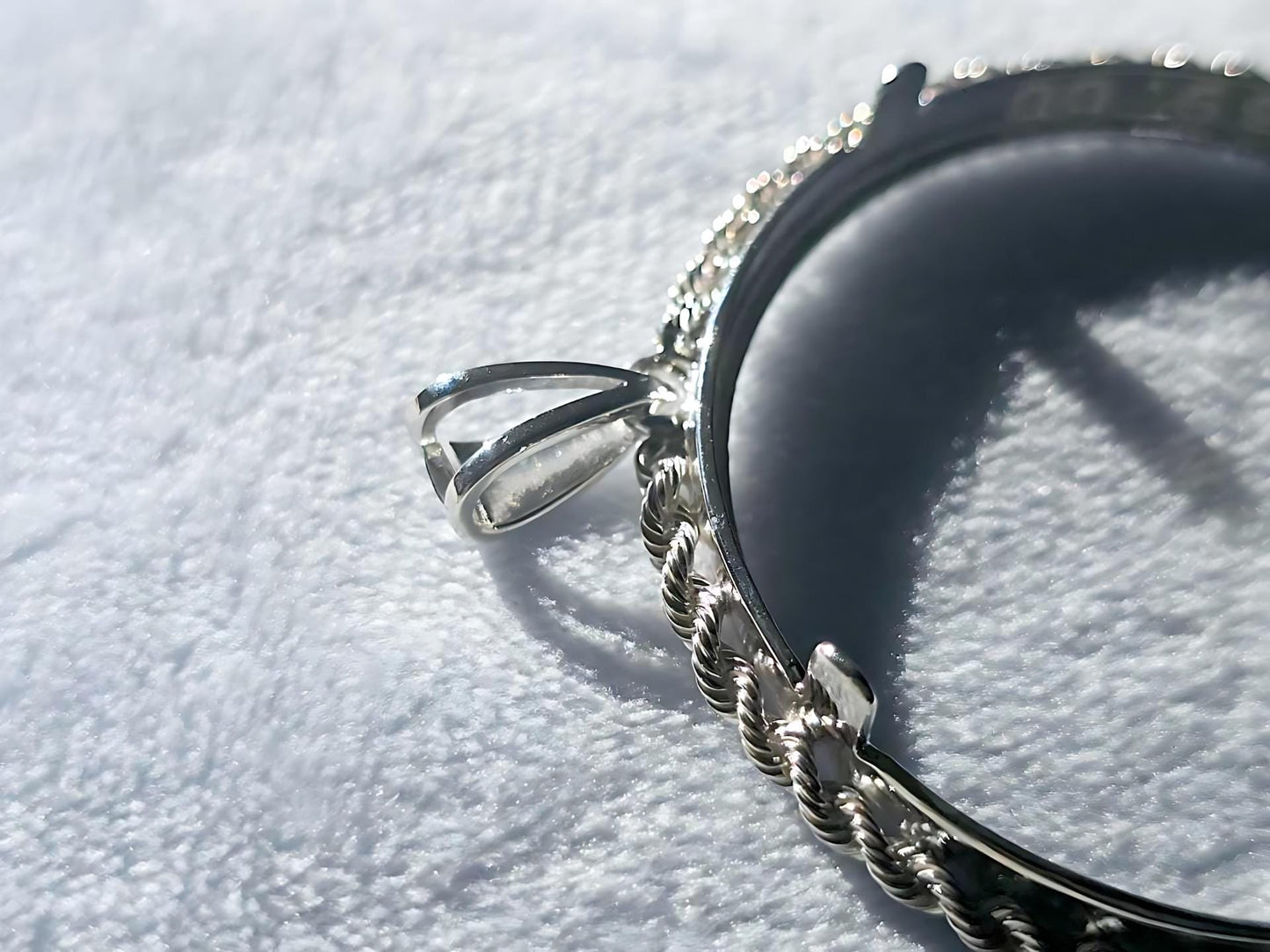 925 Sterling Silver Prong Back Illusion Rope Bezel for 39mm Coins Mexican Cien Pesos