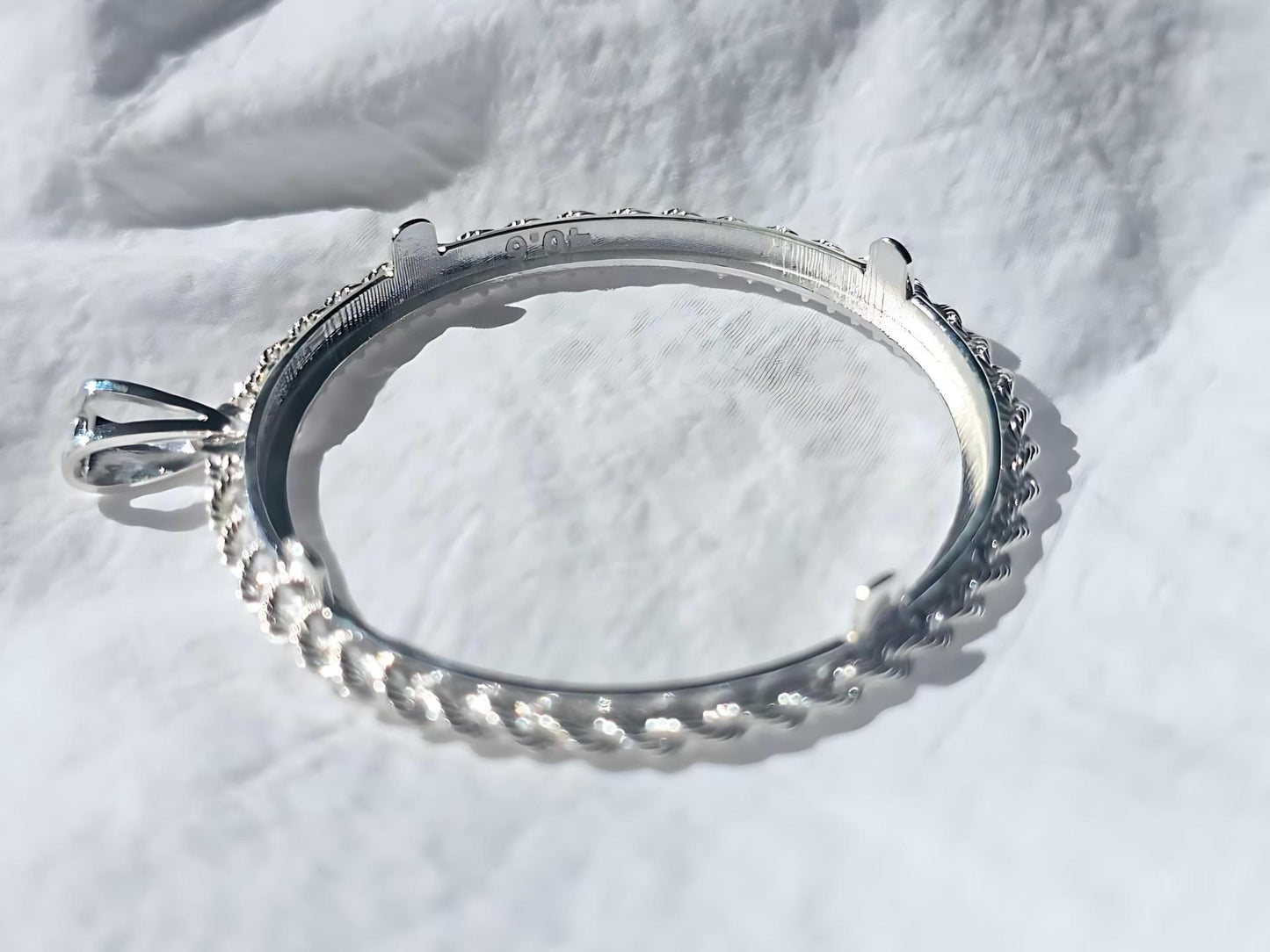 925 Sterling Silver Prong Back Illusion Rope Bezel for 41mm 1 oz Coins