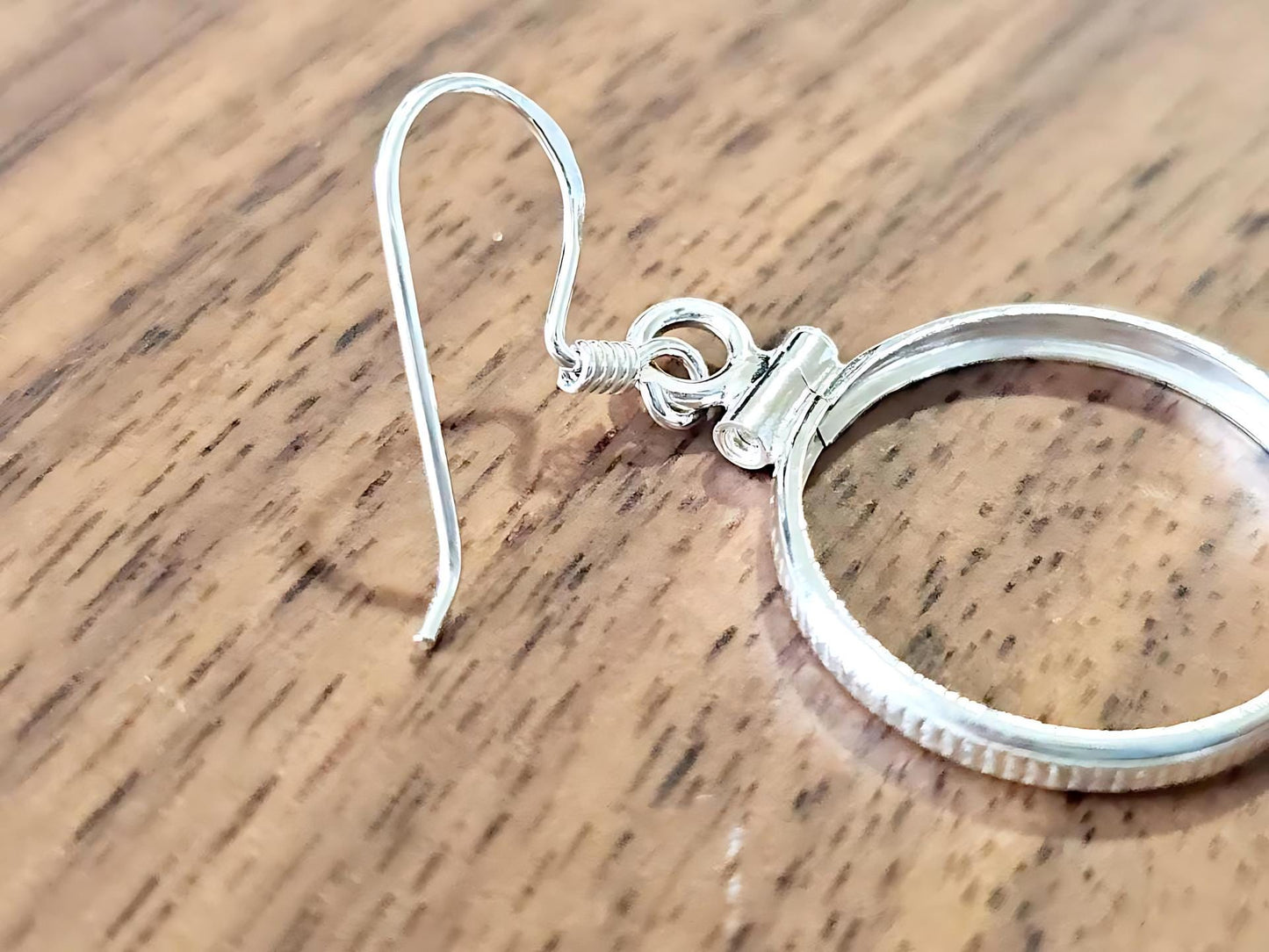 925 Sterling Silver Screw Top Simple Bezel Earring for 18mm Dime 10 Cent Coins