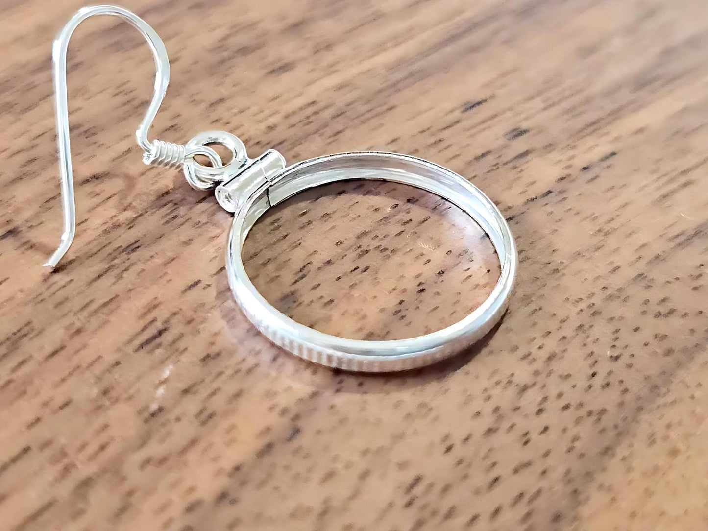 925 Sterling Silver Screw Top Simple Bezel Earring for 18mm Dime 10 Cent Coins