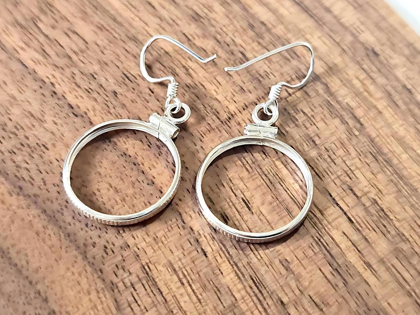 925 Sterling Silver Screw Top Simple Bezel Earring for 18mm Dime 10 Cent Coins
