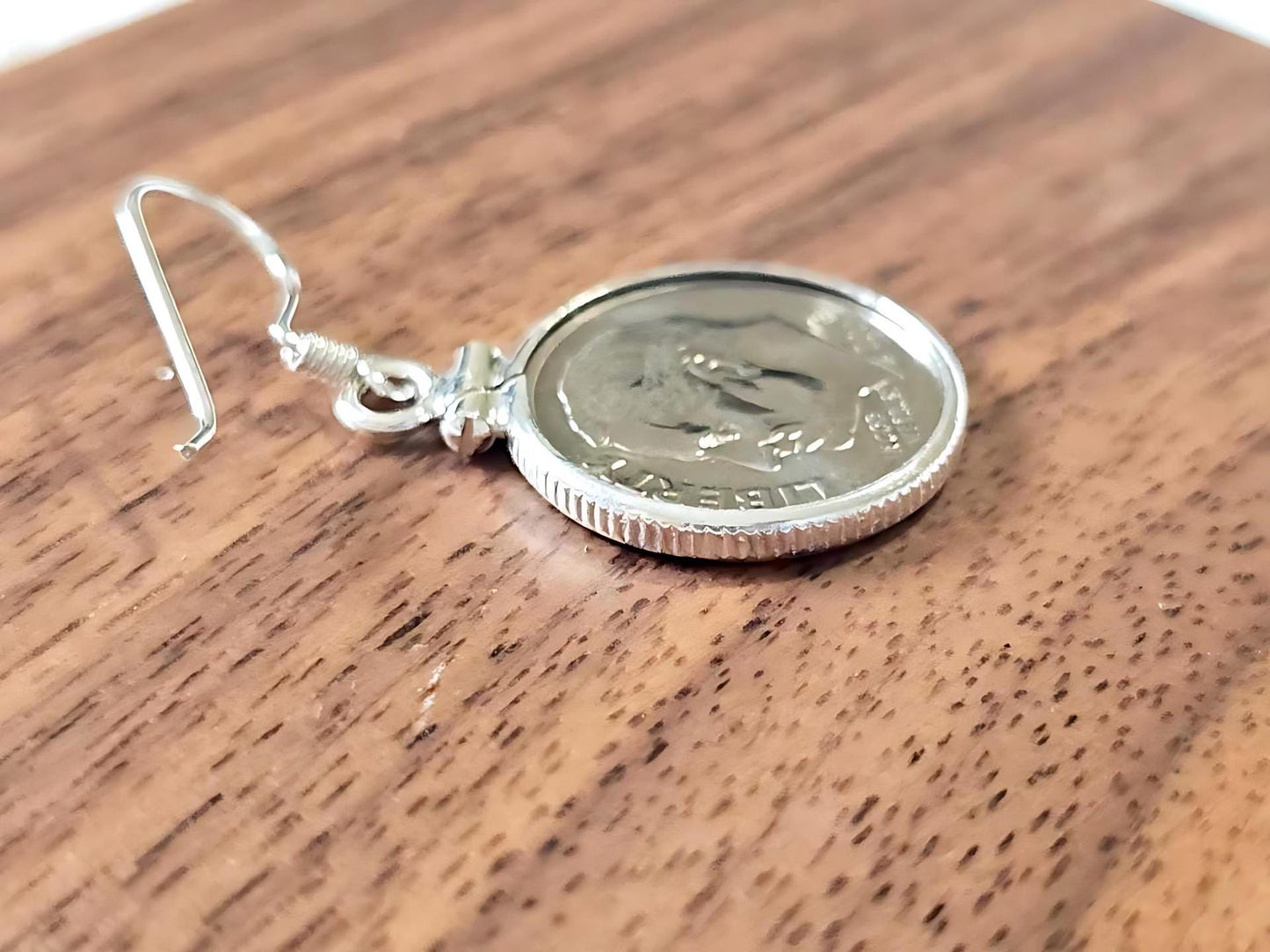 925 Sterling Silver Screw Top Simple Bezel Earring for 18mm Dime 10 Cent Coins