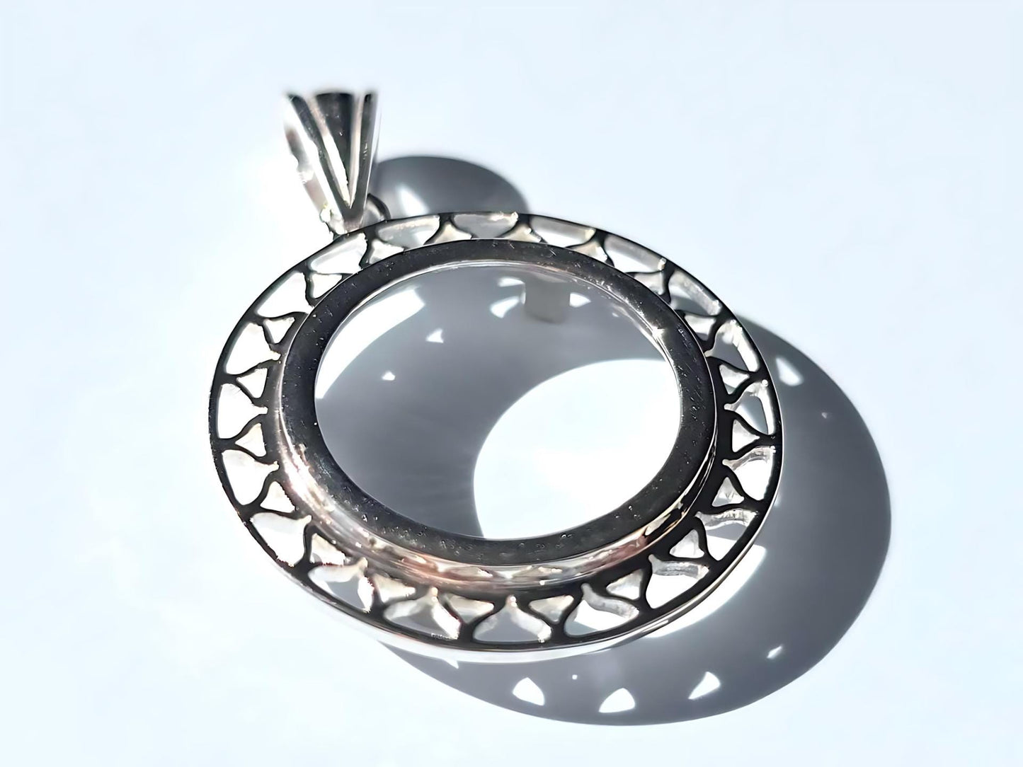 925 Sterling Silver Prong Back Filigree Edge Bezel for 18mm Dime 10 Cent Coins