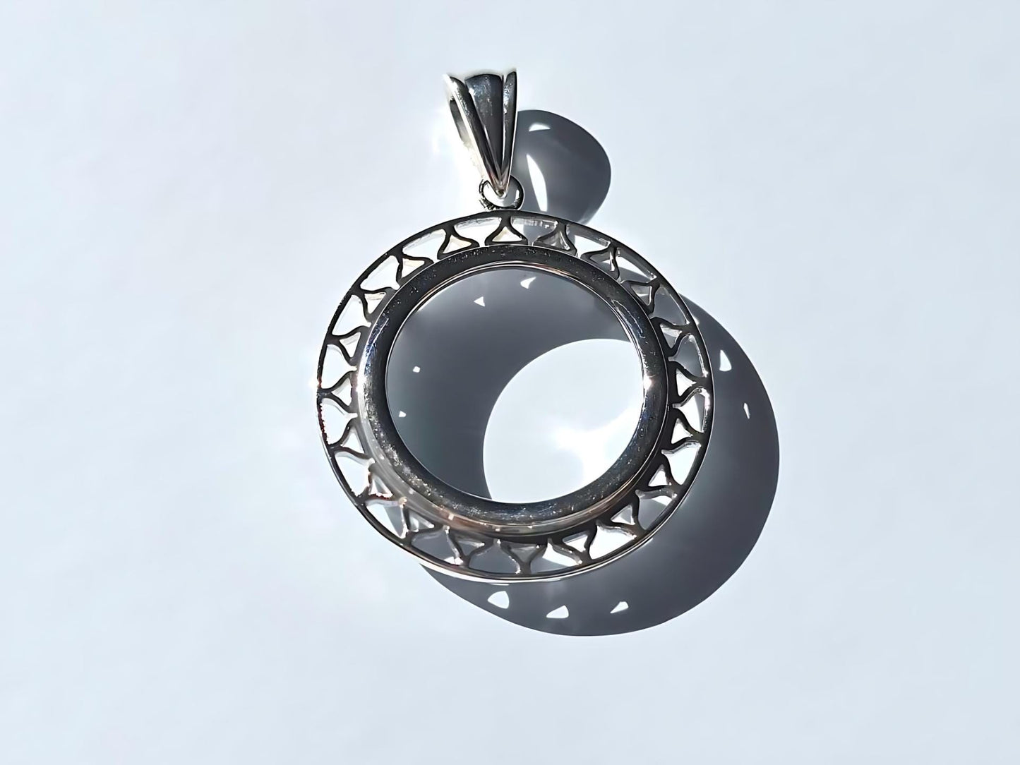 925 Sterling Silver Prong Back Filigree Edge Bezel for 19mm Penny 1 Cent Coins