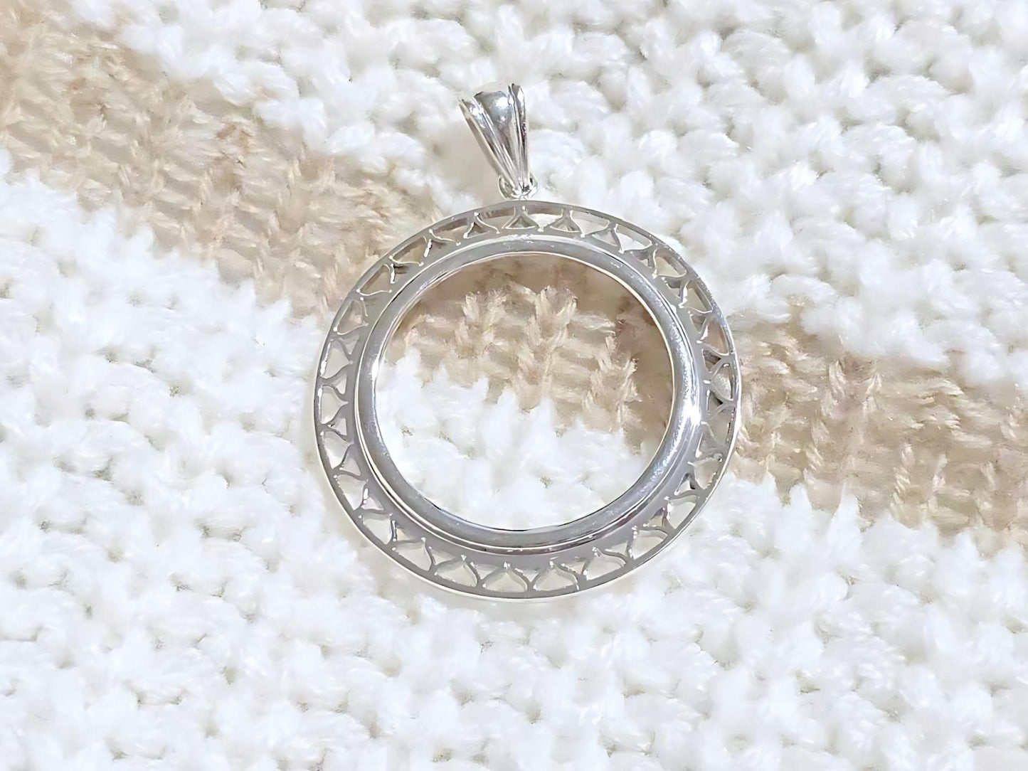 925 Sterling Silver Prong Back Filigree Edge Bezel for 26mm Coins