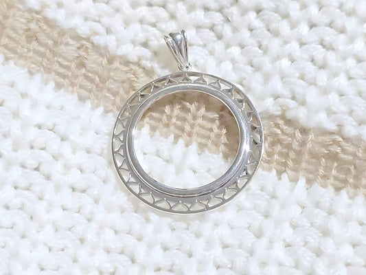 925 Sterling Silver Prong Back Filigree Edge Bezel for 26mm Coins