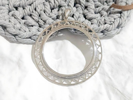 925 Sterling Silver Prong Back Filigree Edge Bezel for 39mm 1oz Coins