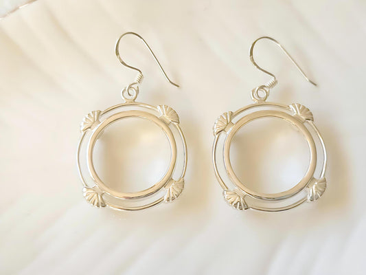 925 Sterling Silver Prong Back Clamshell Edge Bezel Earring for 18mm Dime 10 Cent Coins
