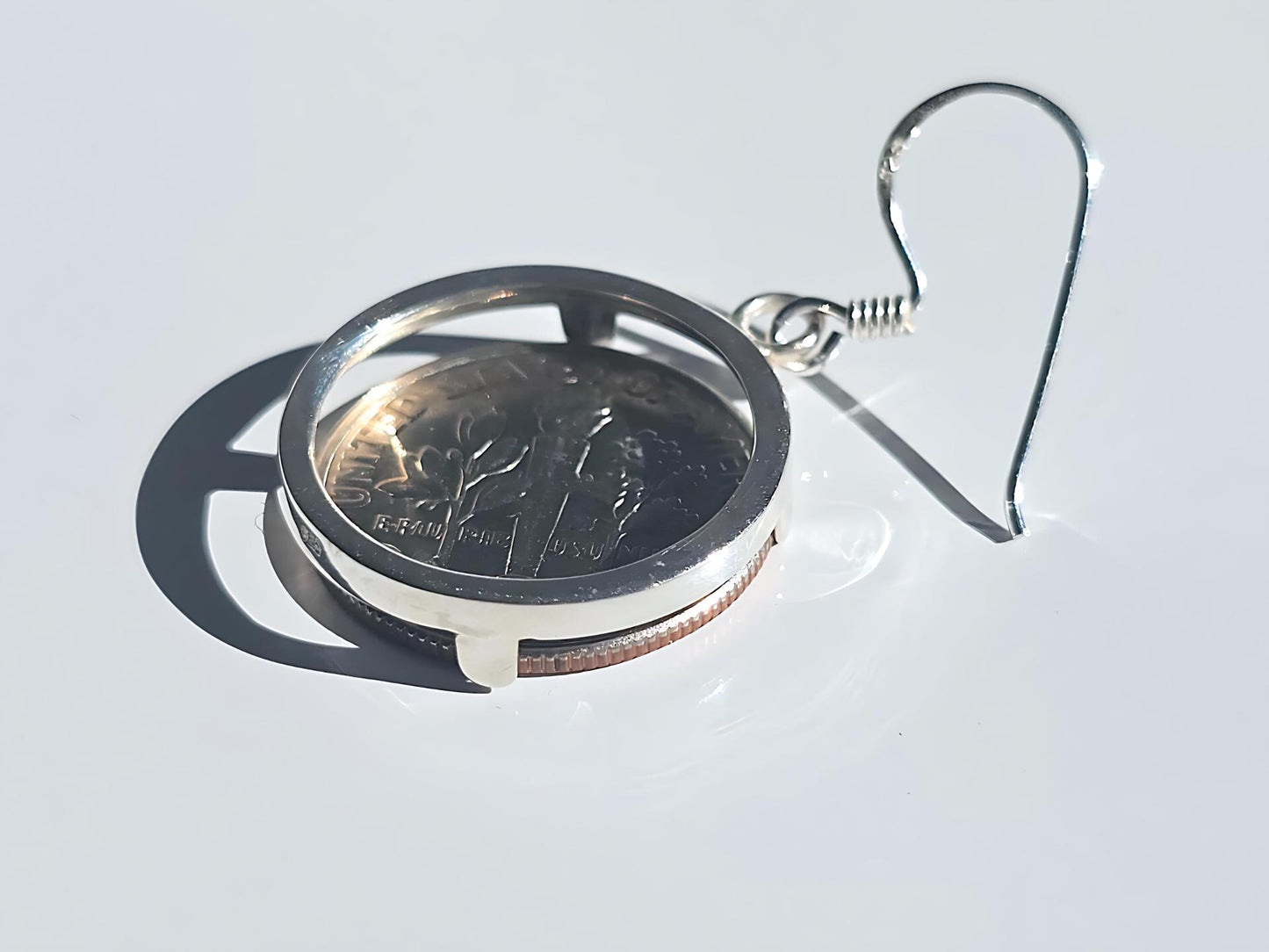 925 Sterling Silver Prong Back Simple Bezel Earring for 18mm Dime 10 Cent Coins