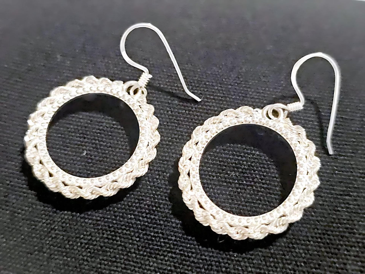 925 Sterling Silver Prong Back Illusion Rope Bezel Earring for 18mm Dime 10 Cent Coins