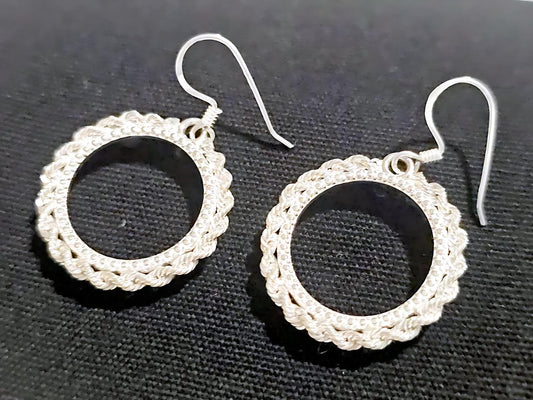 925 Sterling Silver Prong Back Illusion Rope Bezel Earring for 18mm Dime 10 Cent Coins