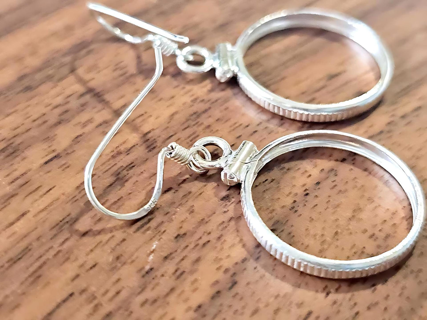 925 Sterling Silver Screw Top Simple Bezel Earring for 18mm Dime 10 Cent Coins