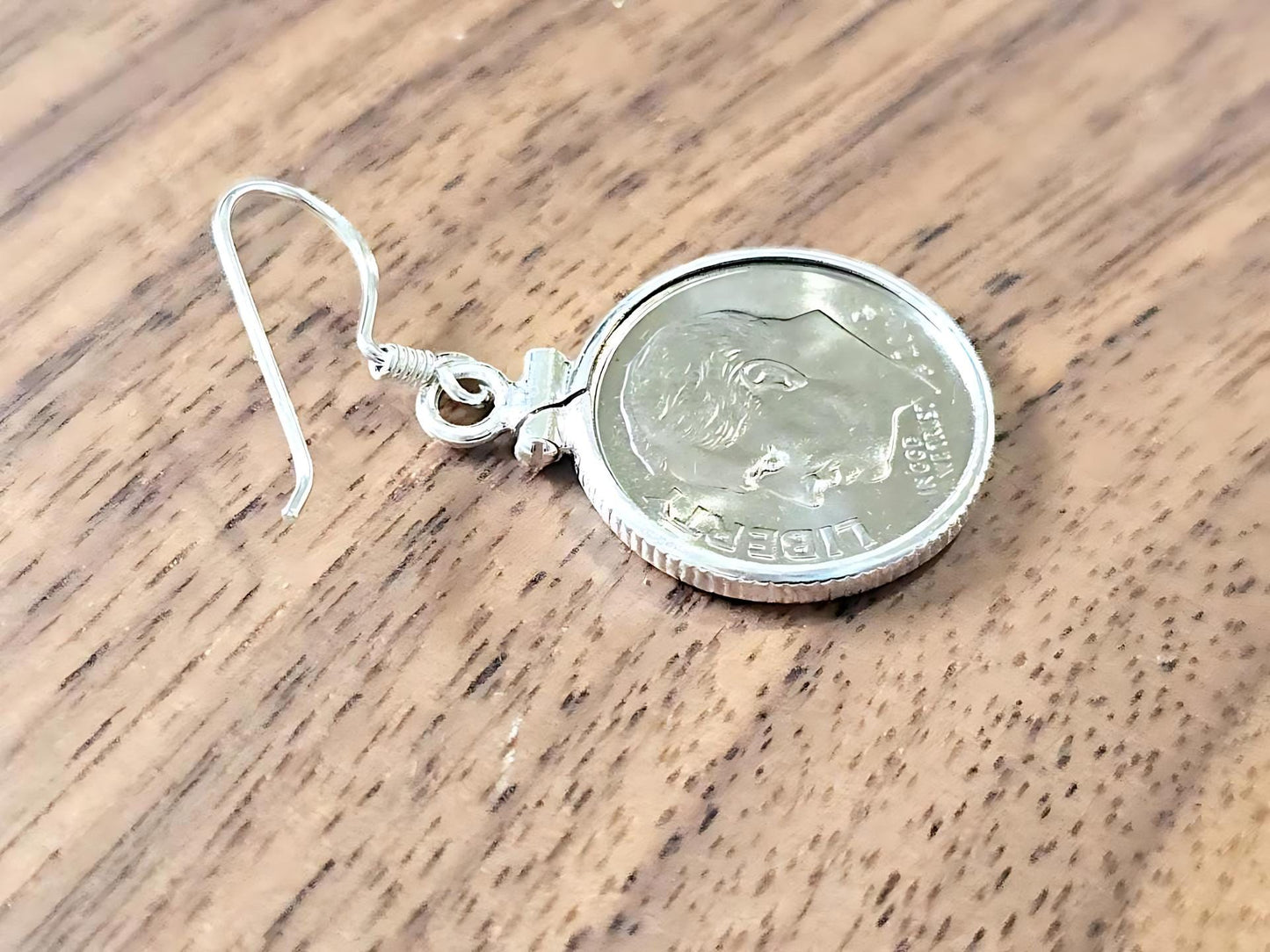925 Sterling Silver Screw Top Simple Bezel Earring for 18mm Dime 10 Cent Coins