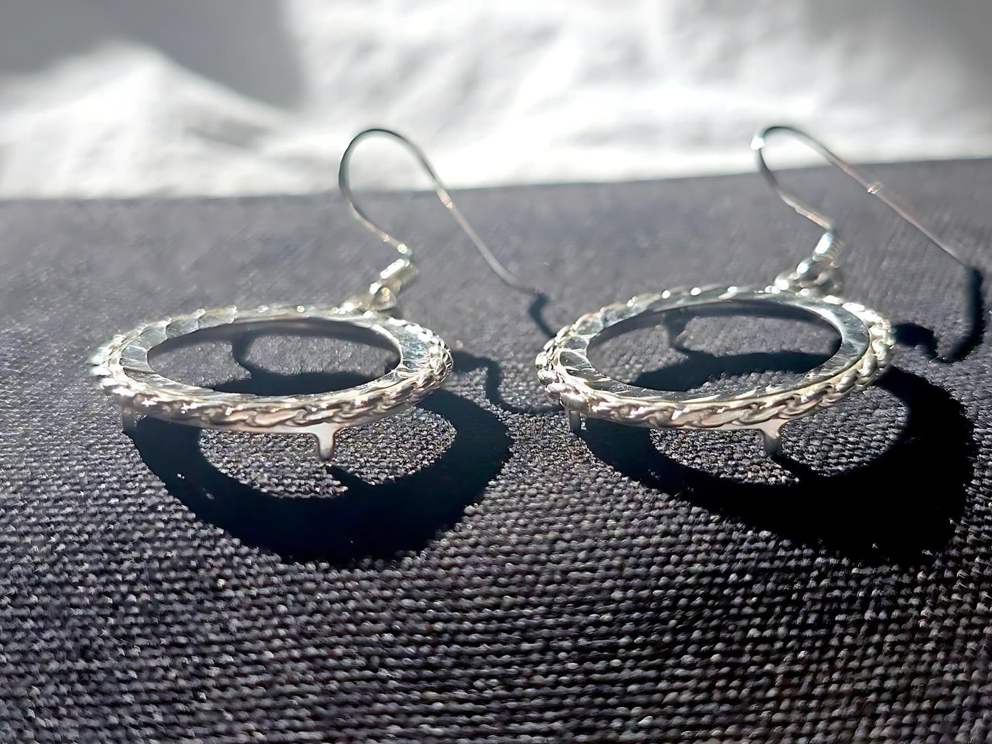 925 Sterling Silver Prong Back Rope Edge DC Bezel Earring for 18mm Dime 10 Cent Coins