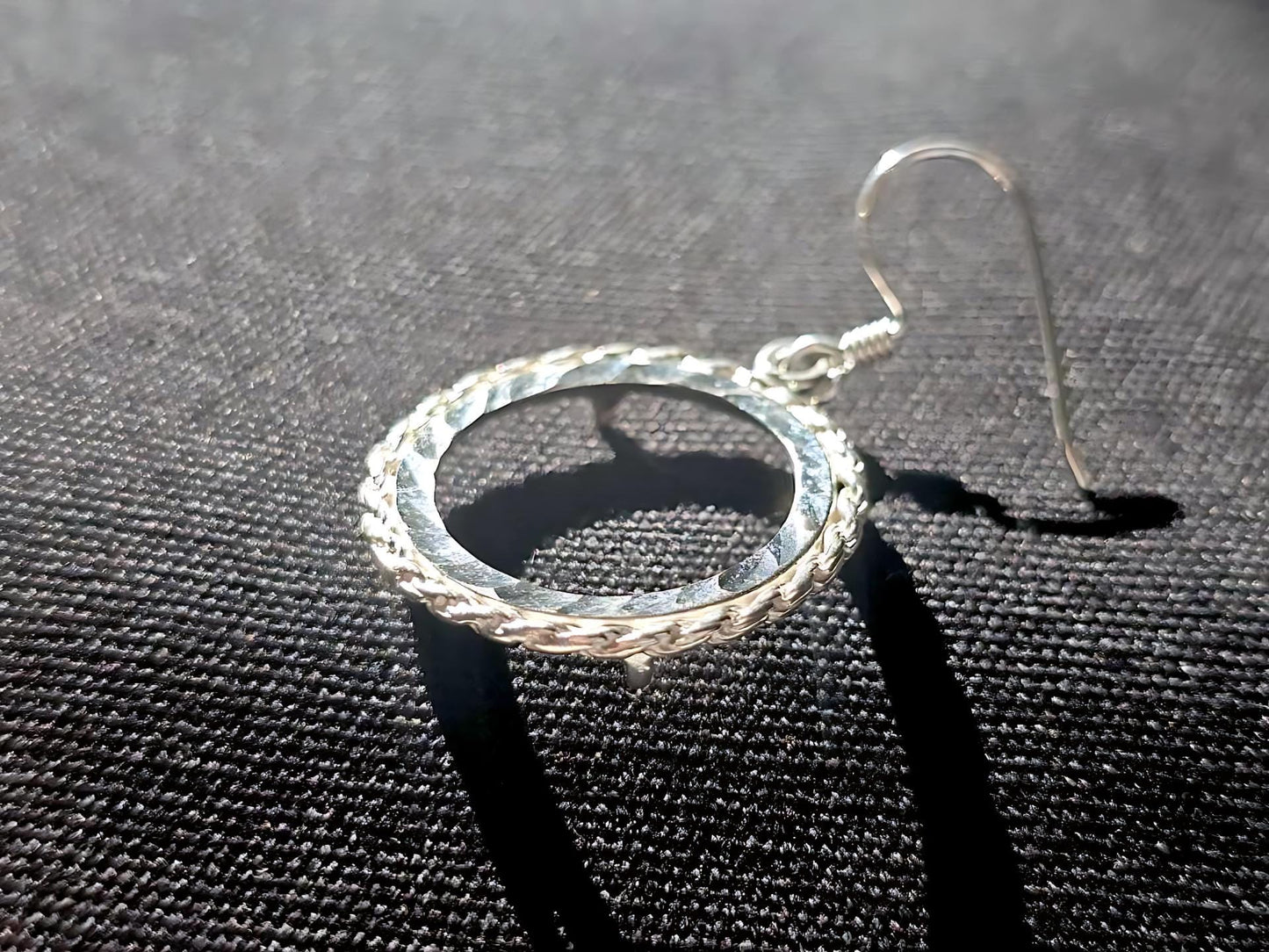 925 Sterling Silver Prong Back Rope Edge DC Bezel Earring for 18mm Dime 10 Cent Coins