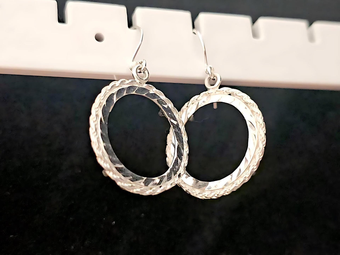 925 Sterling Silver Prong Back Rope Edge DC Bezel Earring for 18mm Dime 10 Cent Coins