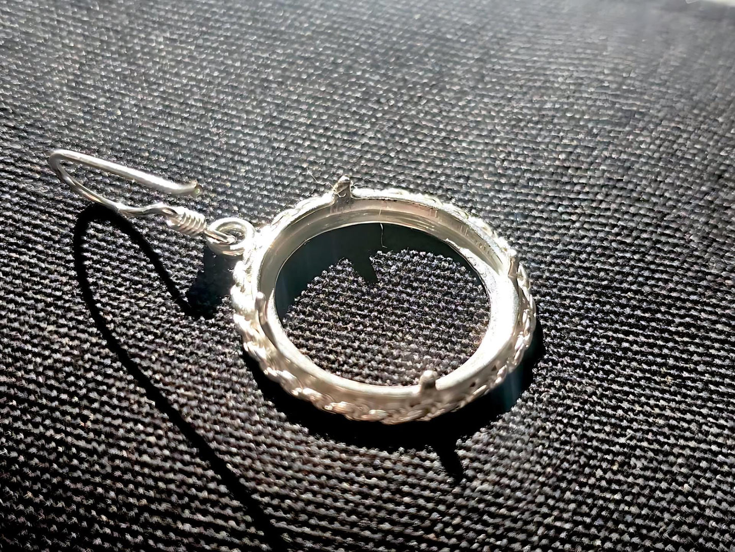 925 Sterling Silver Prong Back Rope Edge DC Bezel Earring for 18mm Dime 10 Cent Coins
