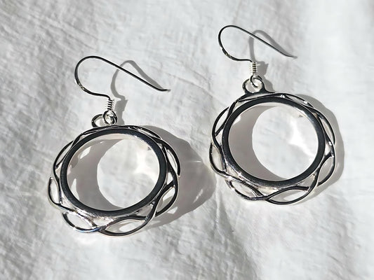 925 Sterling Silver Prong Back Braided Edge Bezel Earring for 18mm 10 Cent Coins