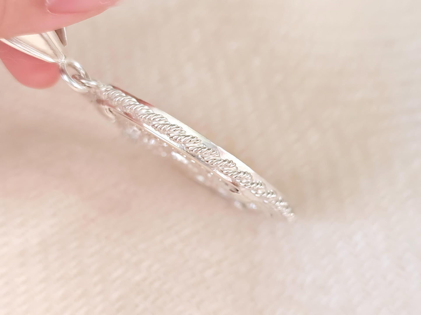 925 Sterling Silver Prong Back Rope Edge Bezel for 37mm Replica 50 Peso Centenario Coin