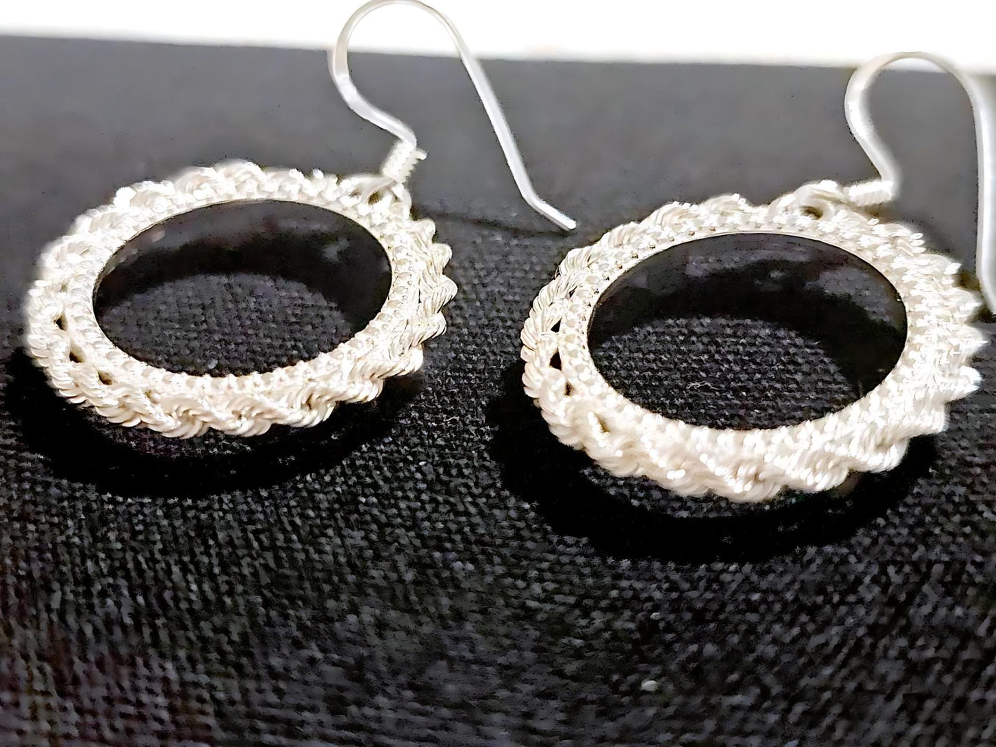 925 Sterling Silver Prong Back Illusion Rope Bezel Earring for 18mm Dime 10 Cent Coins