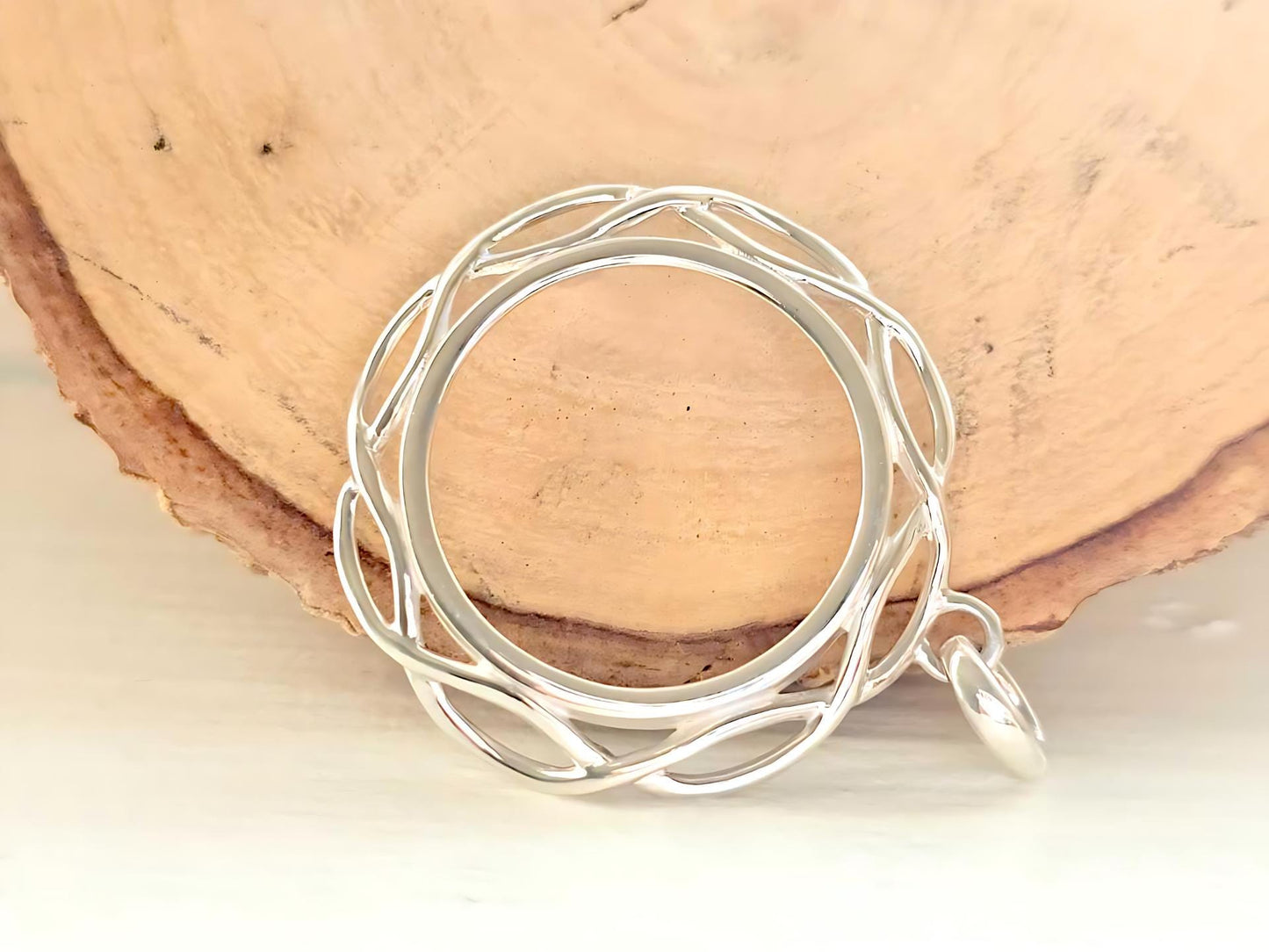 925 Sterling Silver Prong Back Braided Edge Bezel for 24mm Quarter 25Cent Coins