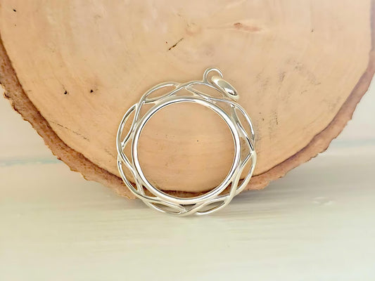 925 Sterling Silver Prong Back Braided Edge Bezel for 24mm Quarter 25Cent Coins