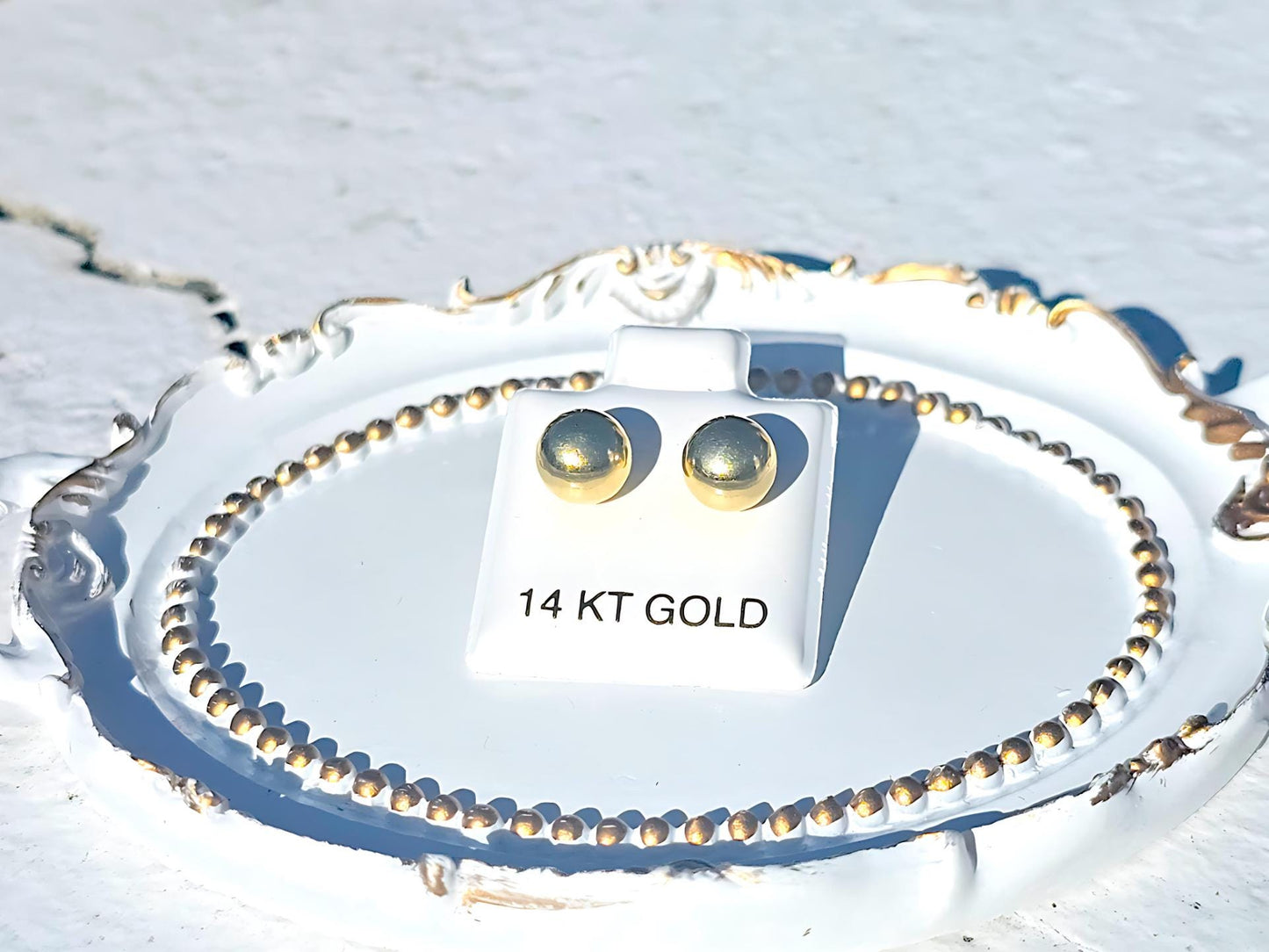 14K Yellow Gold Polished Round Ball Stud Earrings Screw Backing 2mm-8mm