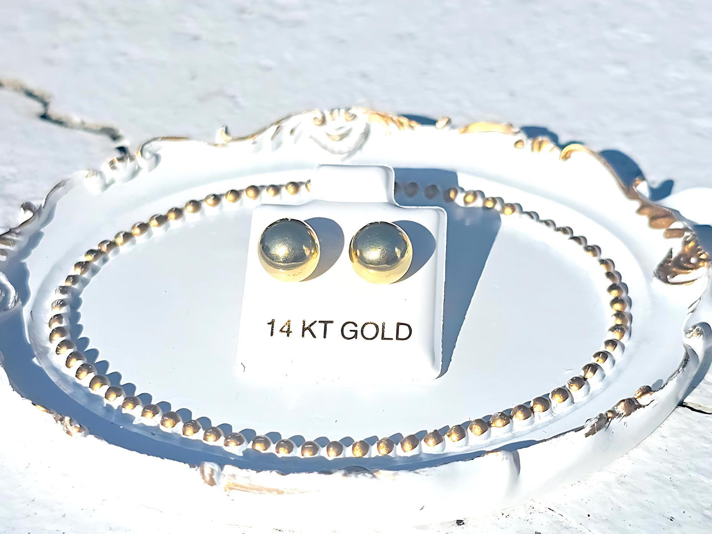 14K Yellow Gold Polished Round Ball Stud Earrings Screw Backing 2mm-8mm