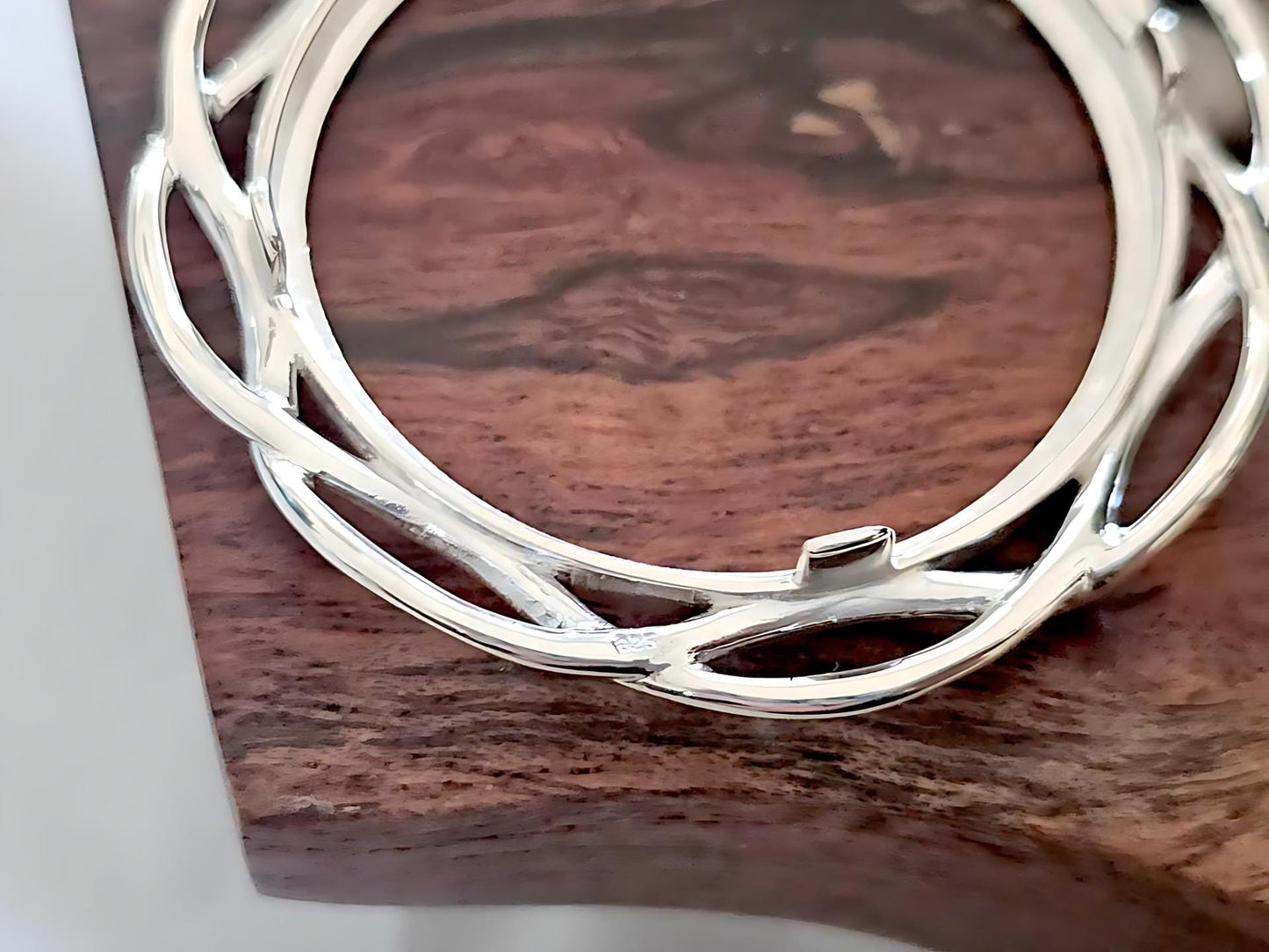 925 Sterling Silver Prong Back Braided Edge Bezel for 34mm Mexican 1 Peso Coins
