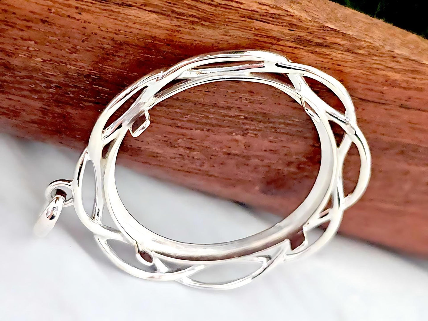 925 Sterling Silver Prong Back Braided Edge Bezel for 34mm Mexican 1 Peso Coins