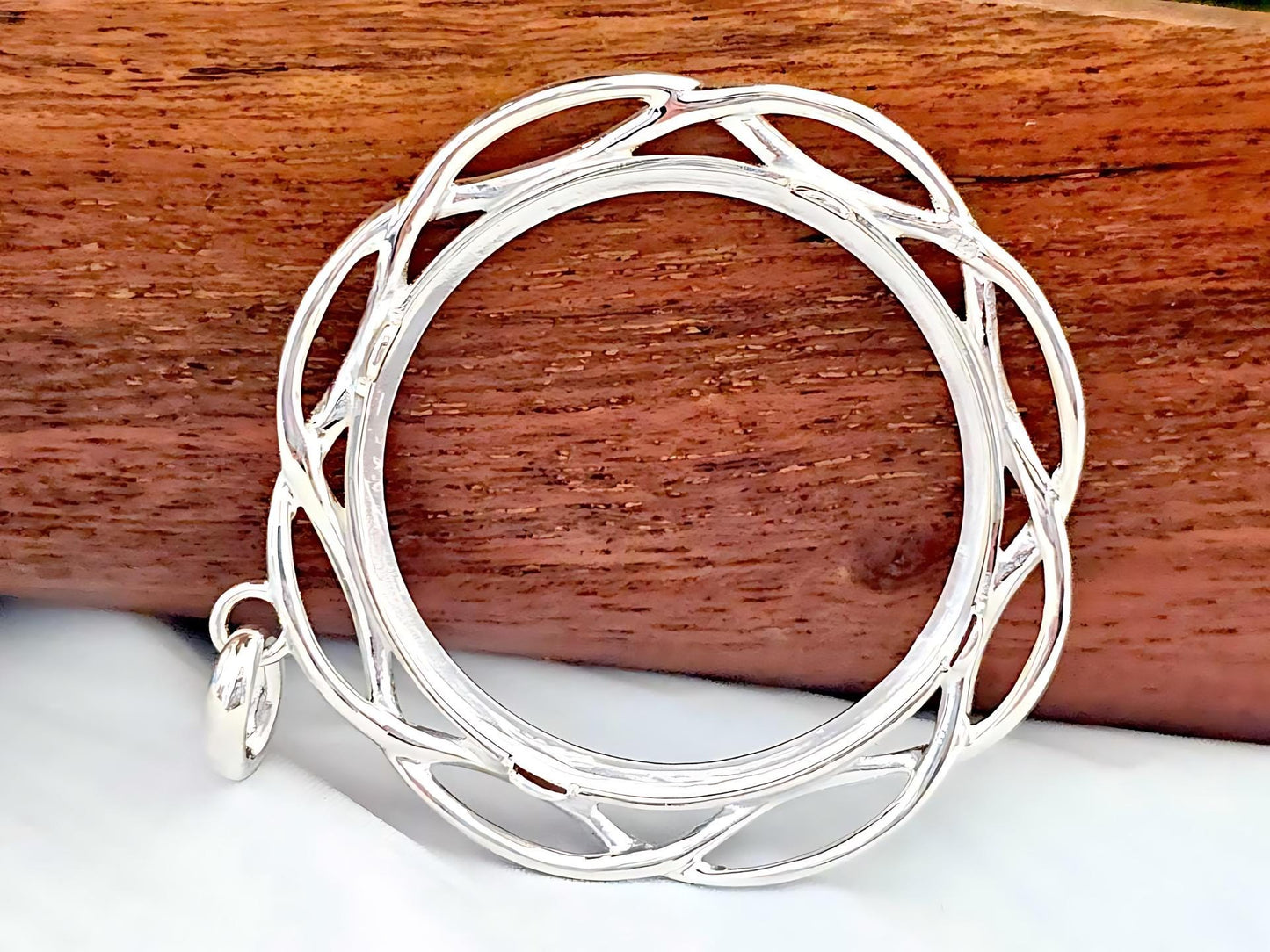 925 Sterling Silver Prong Back Braided Edge Bezel for 34mm Mexican 1 Peso Coins