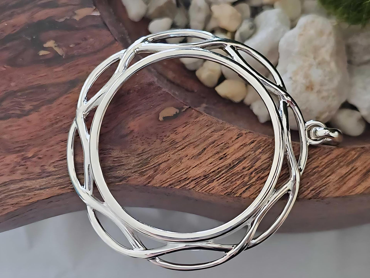925 Sterling Silver Prong Back Braided Edge Bezel for 34mm Mexican 1 Peso Coins