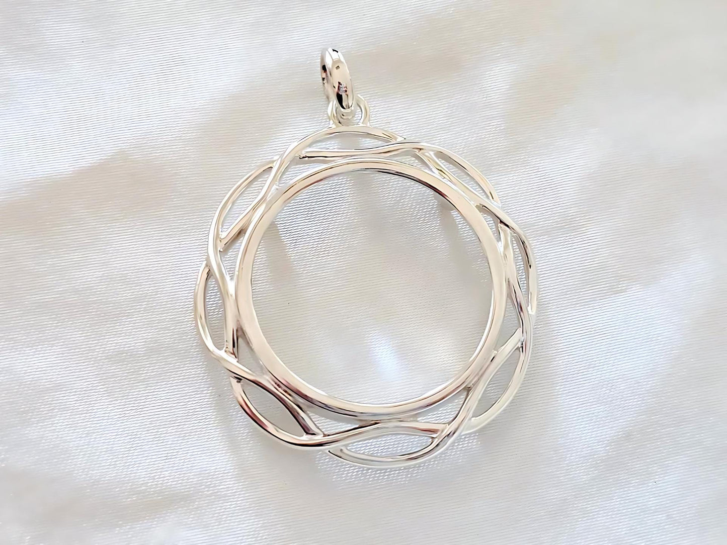925 Sterling Silver Prong Back Braided Edge Bezel for 26mm Coins