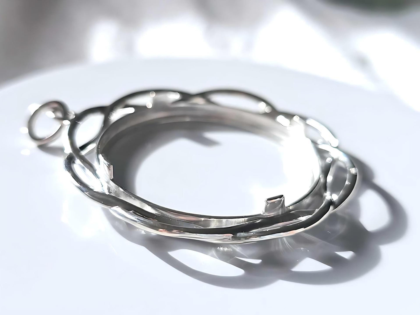 925 Sterling Silver Prong Back Braided Edge Bezel for 36mm Coins