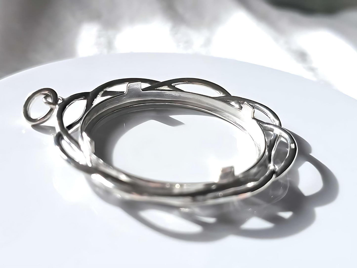 925 Sterling Silver Prong Back Braided Edge Bezel for 36mm Coins
