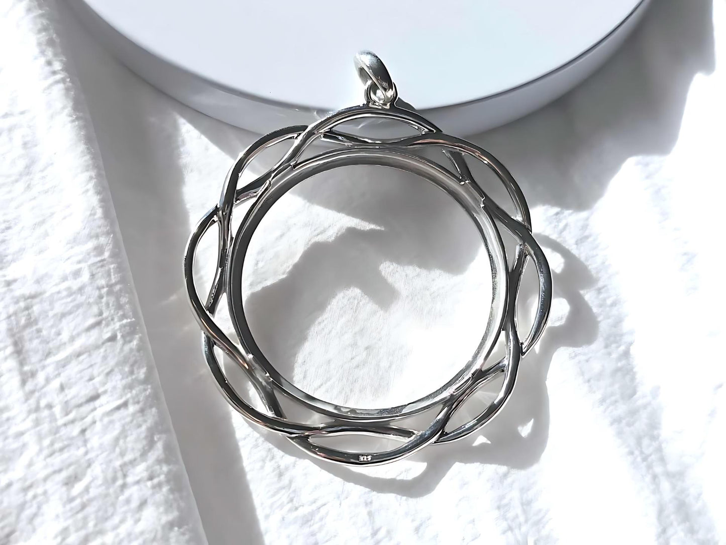 925 Sterling Silver Prong Back Braided Edge Bezel for 36mm Coins