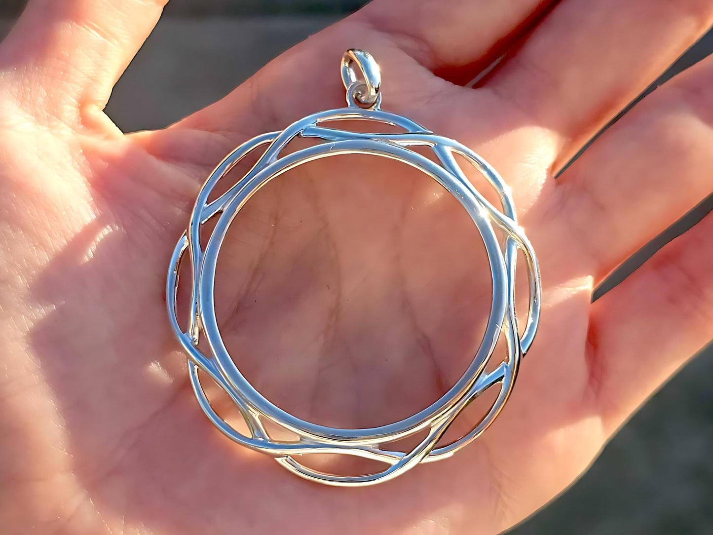 925 Sterling Silver Prong Back Braided Edge Bezel for 37mm Coins