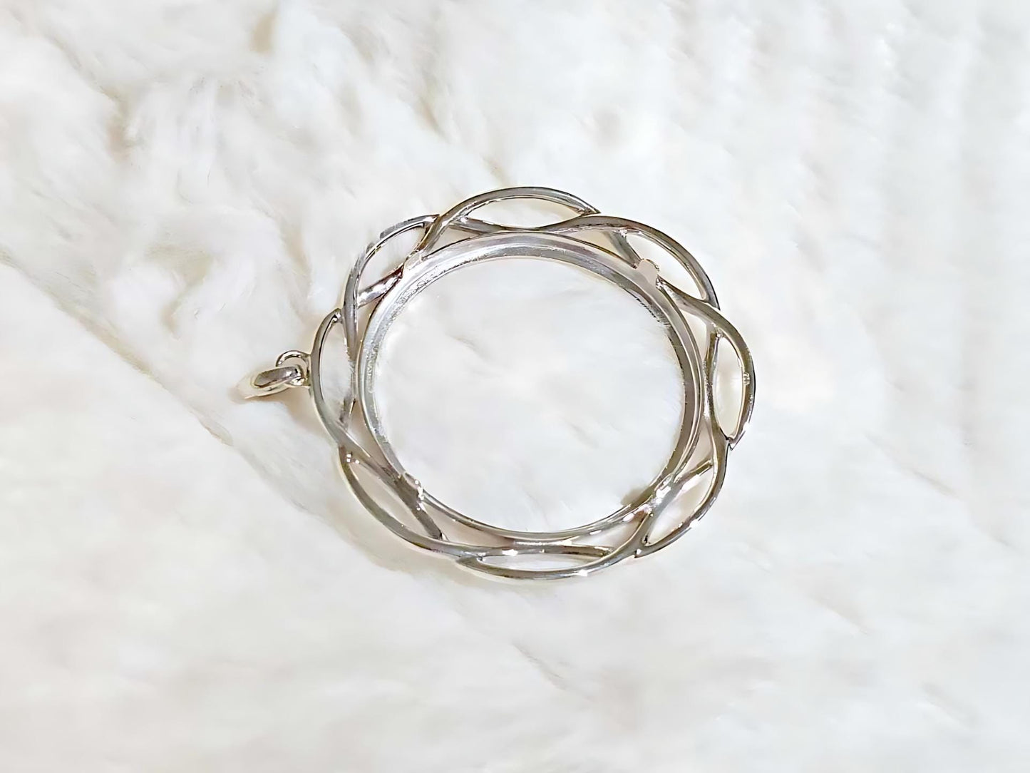 925 Sterling Silver Prong Back Braided Edge Bezel for 39mm Coins Mexican Cien Pesos