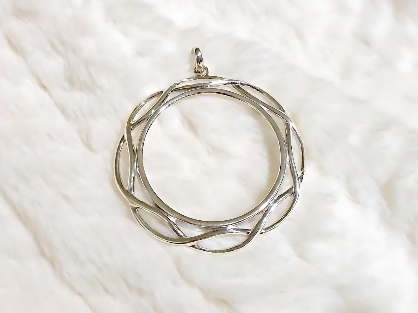 925 Sterling Silver Prong Back Braided Edge Bezel for 39mm Coins Mexican Cien Pesos