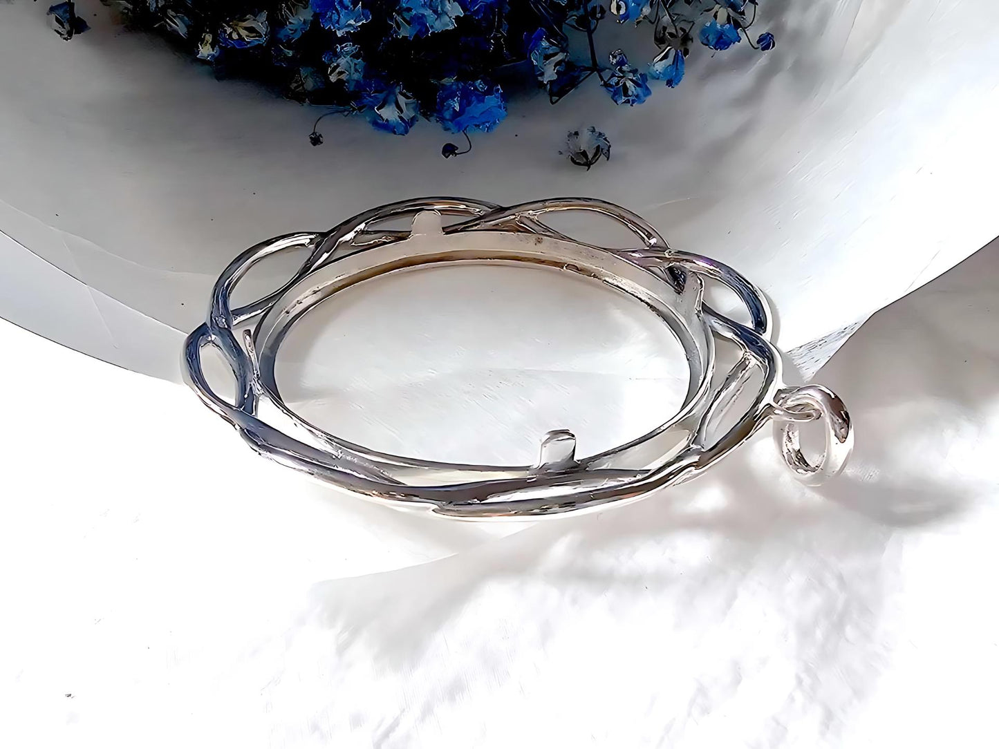 925 Sterling Silver Prong Back Braided Edge Bezel for 41mm 1 oz Coins