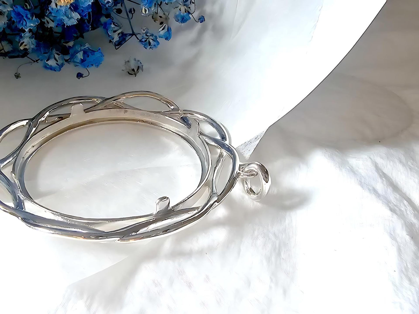 925 Sterling Silver Prong Back Braided Edge Bezel for 41mm 1 oz Coins