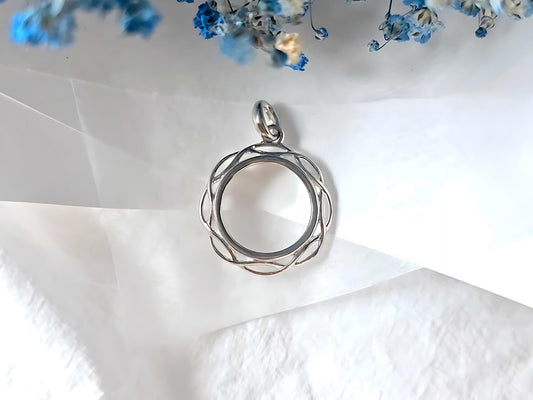 925 Sterling Silver Prong Back Braided Edge Bezel for 19mm Penny 1 Cent Coins