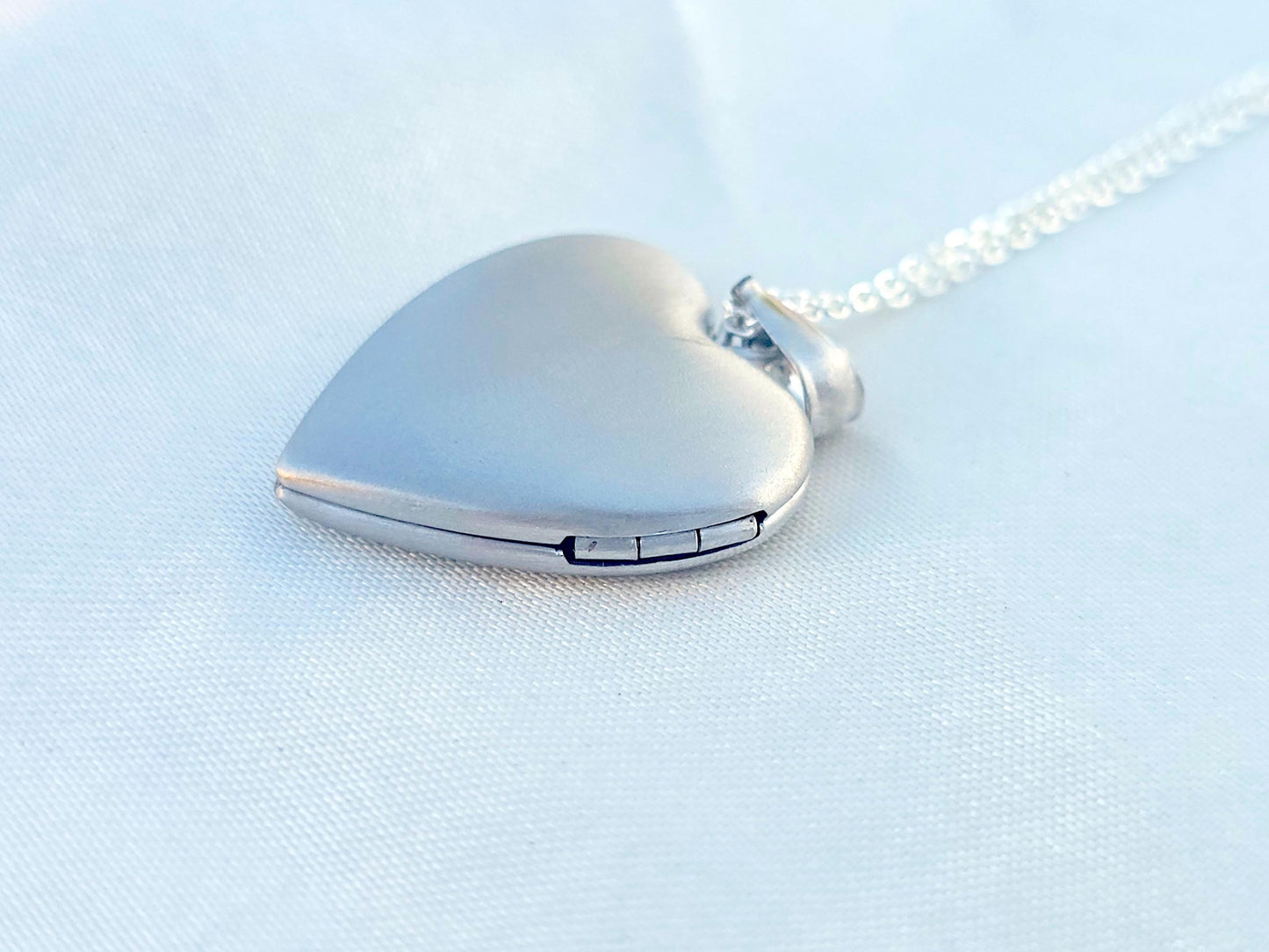 925 Sterling Silver Heart Locket Pendant with Pink Enamel Butterfly on Flower
