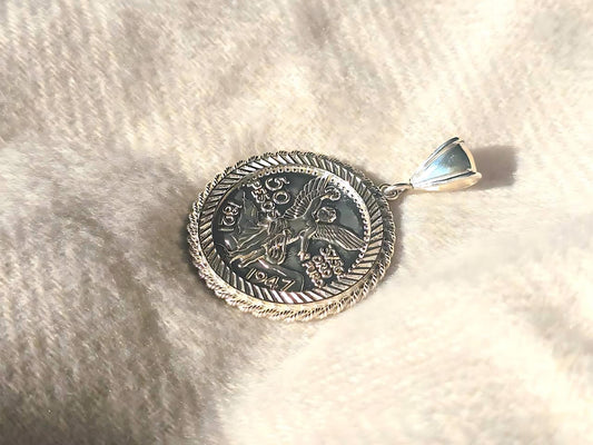 925 Sterling Silver Prong Back Rope Edge Bezel for 37mm Replica 50 Peso Centenario Coin