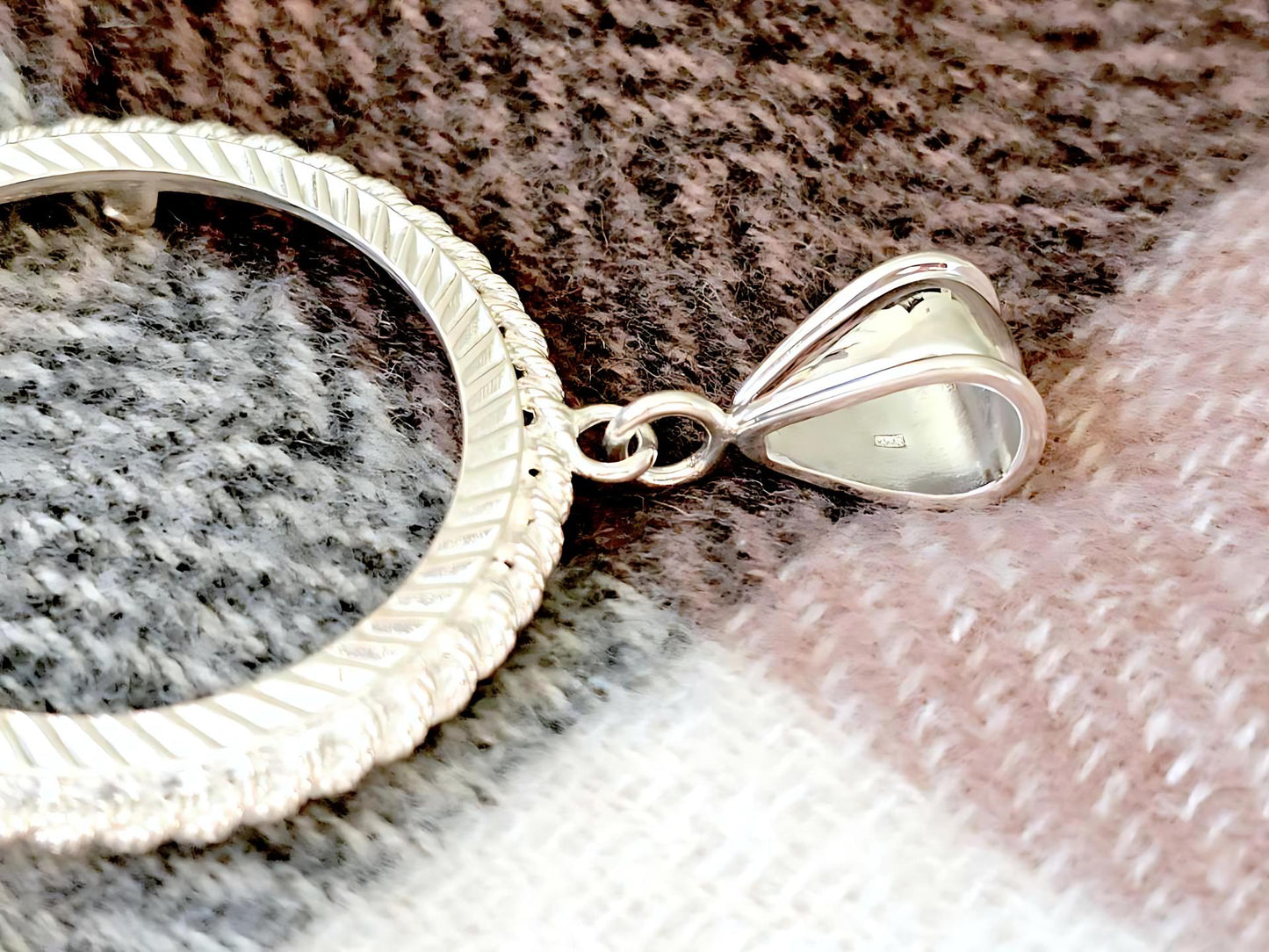 925 Sterling Silver Prong Back Rope Edge Bezel for 37mm Replica 50 Peso Centenario Coin