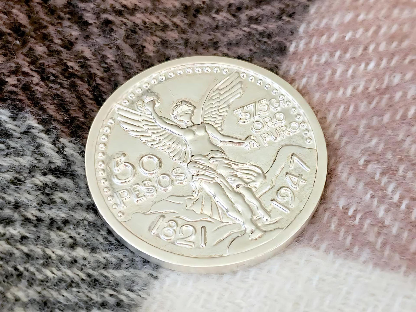 925 Sterling Silver Prong Back Rope Edge Bezel for 37mm Replica 50 Peso Centenario Coin