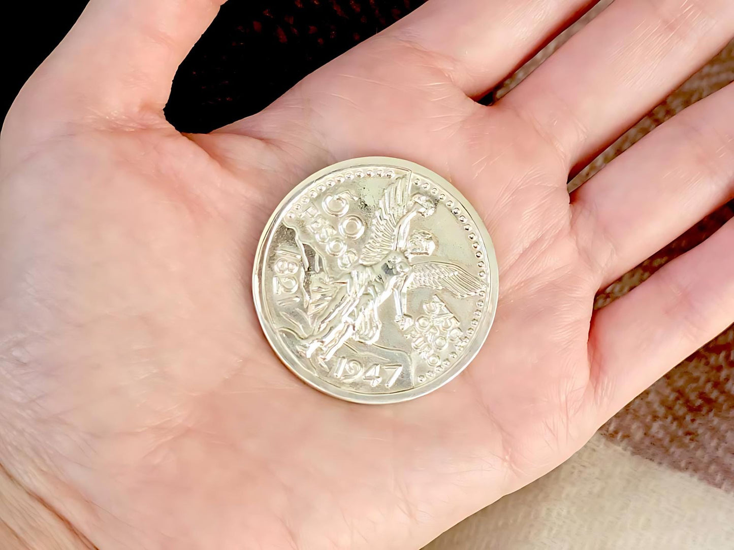 925 Sterling Silver Prong Back Rope Edge Bezel for 37mm Replica 50 Peso Centenario Coin