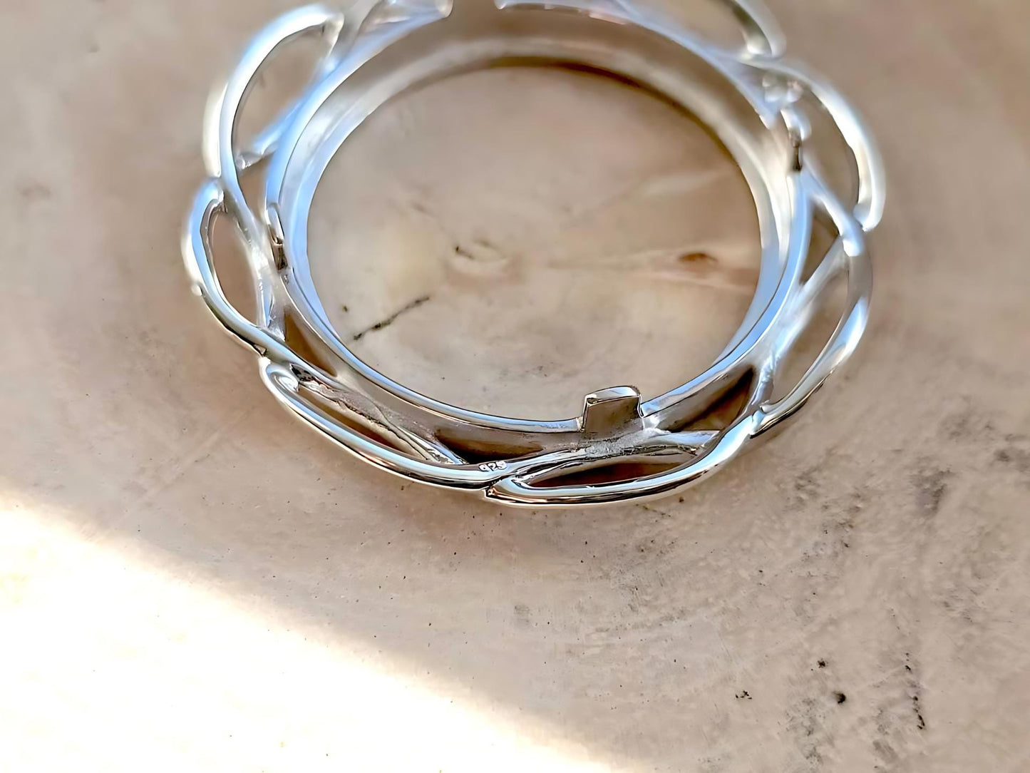 925 Sterling Silver Prong Back Braided Edge Bezel for 24mm Quarter 25Cent Coins