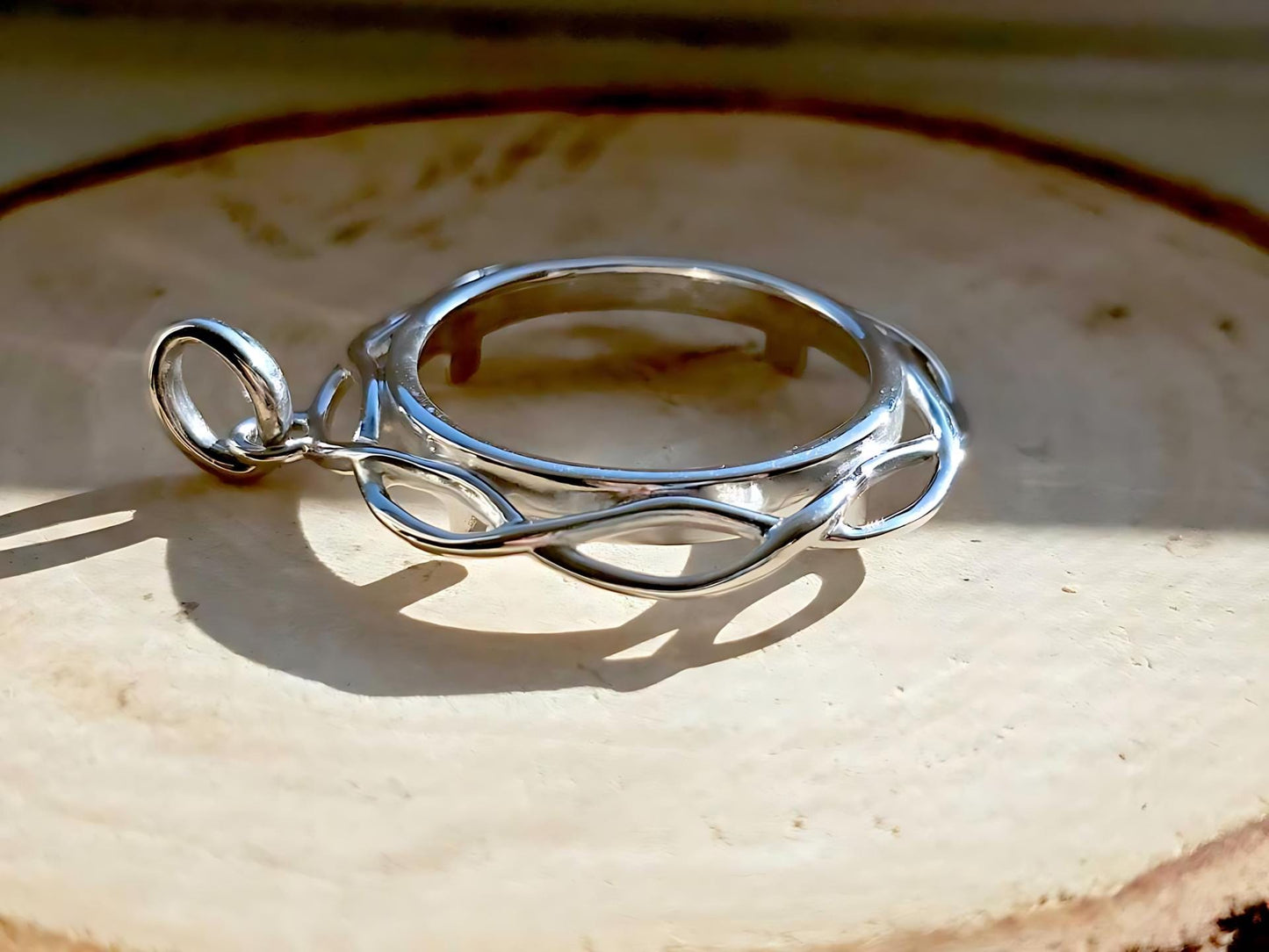 925 Sterling Silver Prong Back Braided Edge Bezel for 24mm Quarter 25Cent Coins