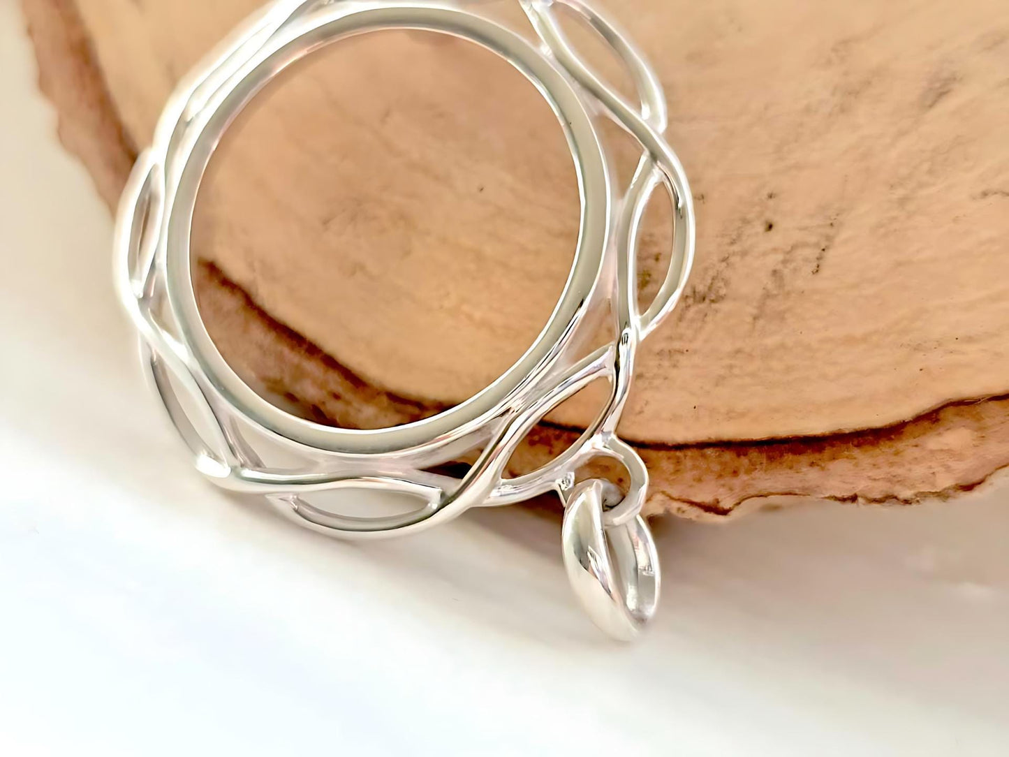 925 Sterling Silver Prong Back Braided Edge Bezel for 24mm Quarter 25Cent Coins